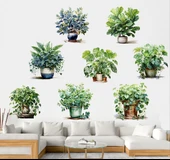 Saksılı Çiçek Tasarımlı 8li Sticker thumbnail 5