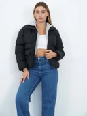 Kapüşonlu Çift Fermuarlı Puffer Mont thumbnail 4