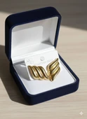 Akfecan Çelik Gold Baklava Model Küpe thumbnail 3