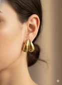 Akfecan Çelik Gold Damla Küpe thumbnail 1