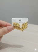 Akfecan Çelik Gold Baklava Model Küpe thumbnail 2