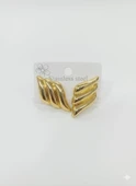 Akfecan Çelik Gold Baklava Model Küpe thumbnail 4