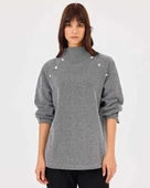 dik yaka düğme detaylı sweatshirt Scl thumbnail 4