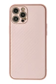 iPhone 12 Pro Max Kılıf Coco Karbon Silikon - Pembe-(5796) thumbnail 1