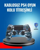 Bluetooth Kablosuz PS4 Gamepad Çift Motorlu Siyah Controller MİR24174778 thumbnail 1