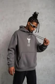 Erkek Baskılı Kapüşonlu Sweat - Gri thumbnail 1