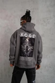 Erkek Baskılı Kapüşonlu Sweat - Gri thumbnail 3