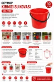 Ceymop Kırmızı Su Kovası 10 L thumbnail 1