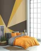 Kingsize Poplin Nevresim Diamond Turuncu Antrasit thumbnail 2