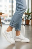 Beyaz Bağcıklı Unisex Sneaker thumbnail 3