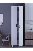 KZY 8 Raflı 2 Kapaklı 16R Çok Amaçlı Dolap Erzak Dolabı Banyo Dolabı Kiler Dolabı Beyaz thumbnail 2