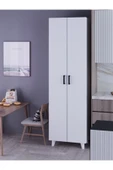KZY 8 Raflı 2 Kapaklı 16R Çok Amaçlı Dolap Erzak Dolabı Banyo Dolabı Kiler Dolabı Beyaz thumbnail 1