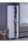 KZY 8 Raflı 2 Kapaklı 16R Çok Amaçlı Dolap Erzak Dolabı Banyo Dolabı Kiler Dolabı Beyaz thumbnail 3