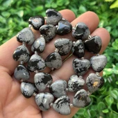 Kalp Karlı Obsidyen Taşı 14 MM thumbnail 1