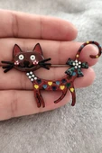Neşeli Kedi Figürlü Canlı Renkli Broş thumbnail 4