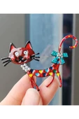Neşeli Kedi Figürlü Canlı Renkli Broş thumbnail 1