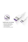 Usb Type-c 5a Hızlı Şarj Ve Data Kablosu Mor Kablo thumbnail 4