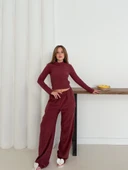 Balıkçı yaka örme takım bordo thumbnail 4