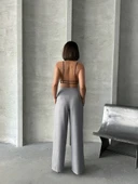 Pileli keten pantolon thumbnail 3