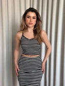 Çizgili etek crop takım thumbnail 2