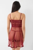 Bordo Şifon Pileli Gecelik-835 thumbnail 4