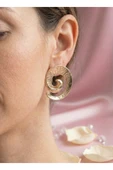 Gold Çizgili Spiral Küpe thumbnail 2