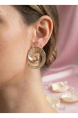 Gold Çizgili Spiral Küpe thumbnail 1