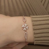 Gümüş Rose Yonca Bileklik thumbnail 4