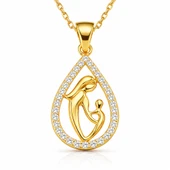 Gümüş Gold Damla Anne Çocuk Kolyesi thumbnail 1