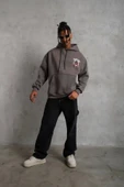 Erkek SCHOOL BOY Baskılı Kapüşonlu Sweat - Gri thumbnail 4