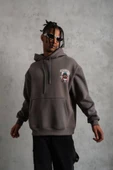 Erkek SCHOOL BOY Baskılı Kapüşonlu Sweat - Gri thumbnail 2