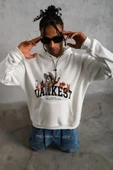 Erkek DANKES Baskılı Kapüşonlu Sweat - Beyaz thumbnail 3