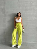 Şeritli deri pantolon yeşil h26430 thumbnail 1