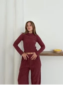 Balıkçı yaka örme takım bordo thumbnail 7