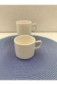 Keramika 8 Cm Stackable Çay Fincanı Beyaz 2 Li thumbnail 2