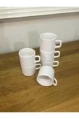 Keramika 8 Cm Stackable Çay Fincanı 6 Adet Beyaz thumbnail 1