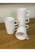 Keramika 8 Cm Stackable Çay Fincanı 6 Adet Beyaz thumbnail 2