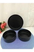 Keramika 3 Parça 21cm + 14 Cm Stackable Kase Seti Mat Siyah thumbnail 1