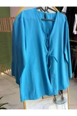 Leova Mavi Önden Bağlamalı Kimono thumbnail 1