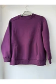Leova Kadın Oversize Basic Sweatshirt – Mor – thumbnail 1