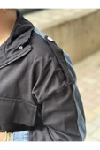 Leova Siyah ve Kot Detaylı Ceket thumbnail 4