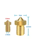 Devremarkt 0.5mm X 1.75mm M6 Prinç Nozzle 3d Yazıcı Printer 1.75mm Filament Uyum Mk8 Cr-10 Cr-10s Ender thumbnail 1