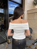 Madonna yaka sıfır kol bluz thumbnail 5