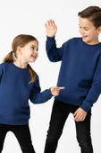 2'Li Basic Şardonlu Çocuk Sweatshirt Haki - Lacivert thumbnail 3
