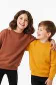 2'Li Basic Şardonlu Çocuk Sweatshirt Hardal - Kahverengi thumbnail 3