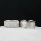 Kumlu Model Çift Gümüş Alyans thumbnail 5