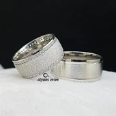 Kumlu Model Çift Gümüş Alyans thumbnail 1