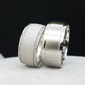 Kumlu Model Çift Gümüş Alyans thumbnail 12
