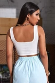 Kadın Beyaz Kalın Askılı Crop Top Büstiyer thumbnail 2