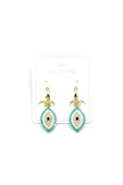 Mineli Nazar Küpe - 14K Altın thumbnail 2